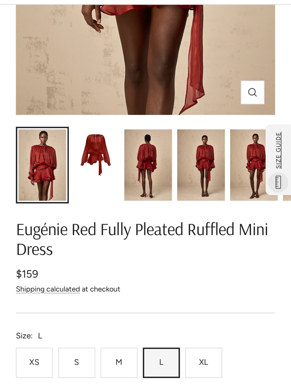 Silky Red Long-Sleeve Mini Dress - Picture 5 of 6